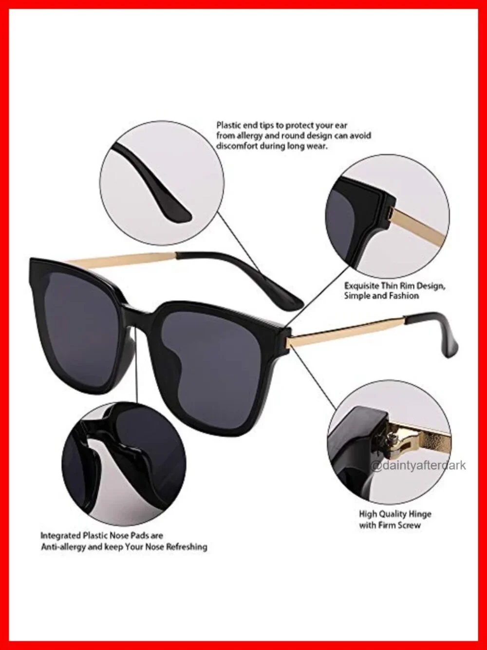 Oversized Square Sunglasses Unisex UV400 Protection Mirrored Lens